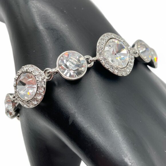 Vintage GIVENCHY Crystal Silver-Tone Pave Tennis Bracelet Rhinestone Bracecelet - Picture 1 of 10